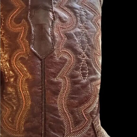 Leather Tanner Mark Hand Tooled Western Boot Broad Square Toe Men 8/Women - Picture 15 of 16